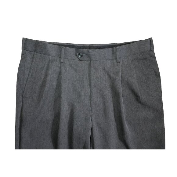 Men's Perry Ellis Portfolio Gray Pleated Work Dress Pants w/ Cuffed Hems 36W 29L - Picture 2 of 7